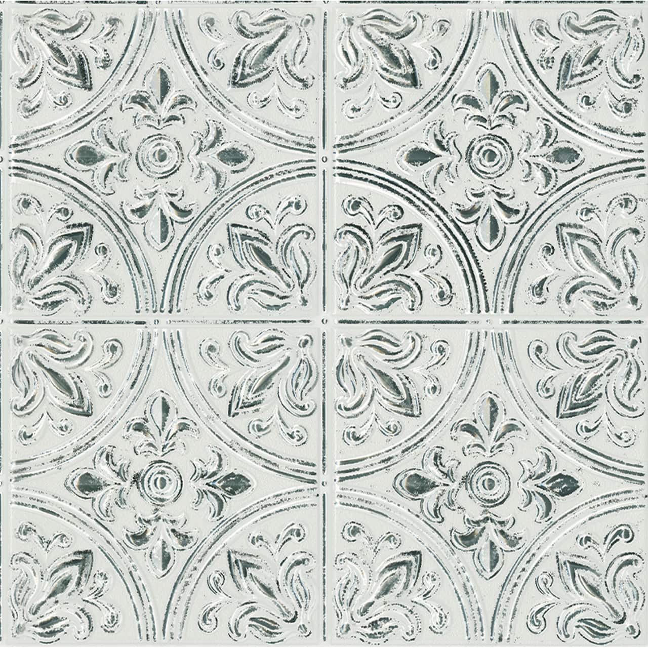 InHome Chelsea Antique White Peel & Stick Tin Tiles